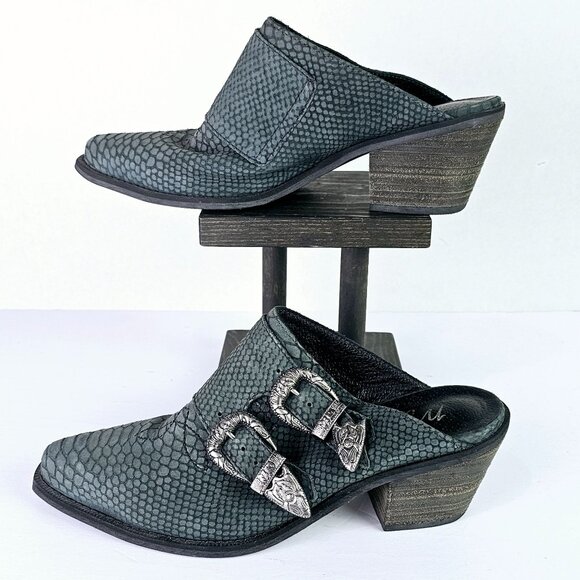Matisse Bloke Double Buckle Slip-on Suede Croc Mule with Block Heel, 8.5M - Picture 3 of 11